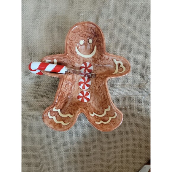 Gingerbread Man Dip Bowl And Spreader Set - Picture 1 of 4